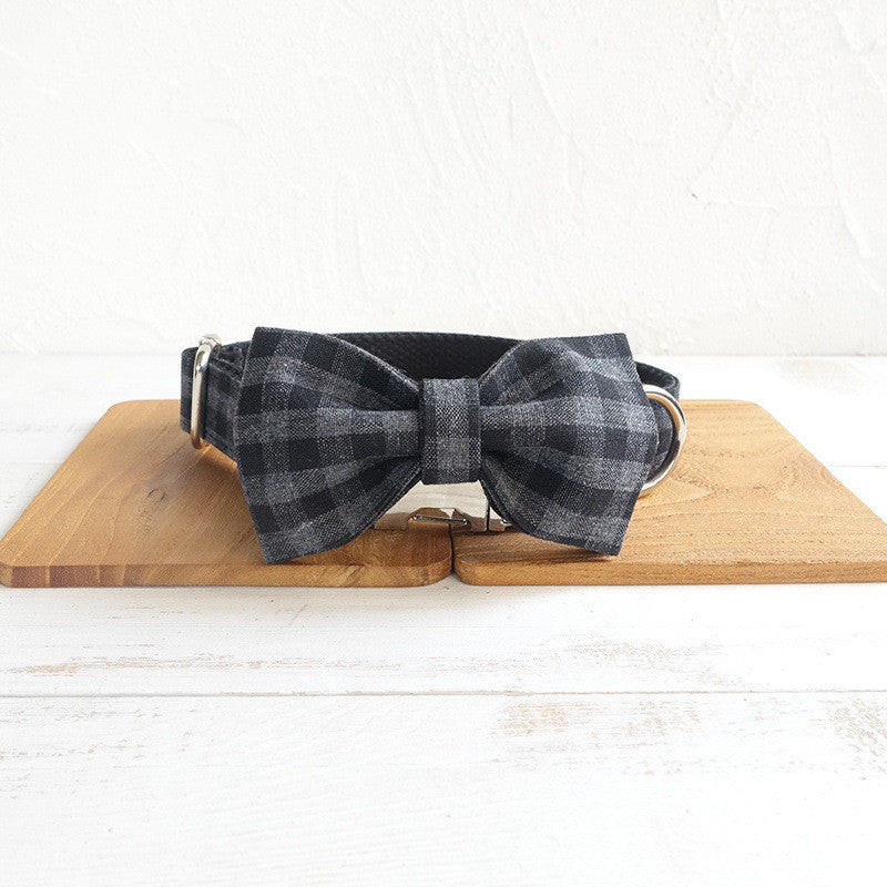 Plaid Bow Tie Collar with Leash