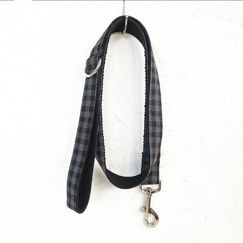 Plaid Bow Tie Collar with Leash